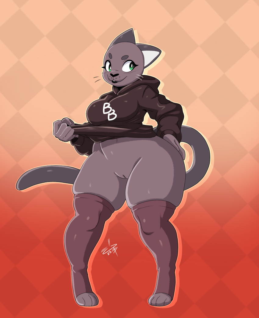 absurd_res anthro beat_banger bunfan_games cathy_smith clothing felid feline female footwear genitals hi_res jaynator1 jaynatorburudragon mammal pussy socks solo sweatshirt thick_thighs wide_hips