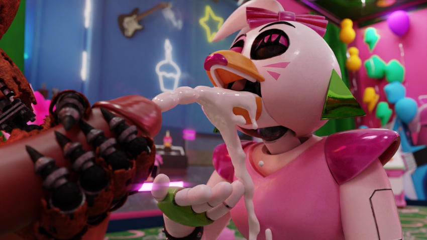 16:9 3d_(artwork) animatronic avian balloon beak bird bodily_fluids canid canine chicken claws cum cum_in_mouth cum_inside cum_on_face digital_media_(artwork) duo ejaculation enjoying female five_nights_at_freddy's five_nights_at_freddy's:_security_breach five_nights_at_freddy's_4 fox foxofnightmares galliform gallus_(genus) genital_fluids glamrock glamrock_chica_(fnaf) green_earring hi_res humanoid inflatable machine male male/female mammal masturbation nightmare_foxy_(fnaf) on_model phasianid pink_body pink_bow_tie pirate red_body robot scottgames sharp_claws size_difference smaller_female steel_wool_studios white_body widescreen