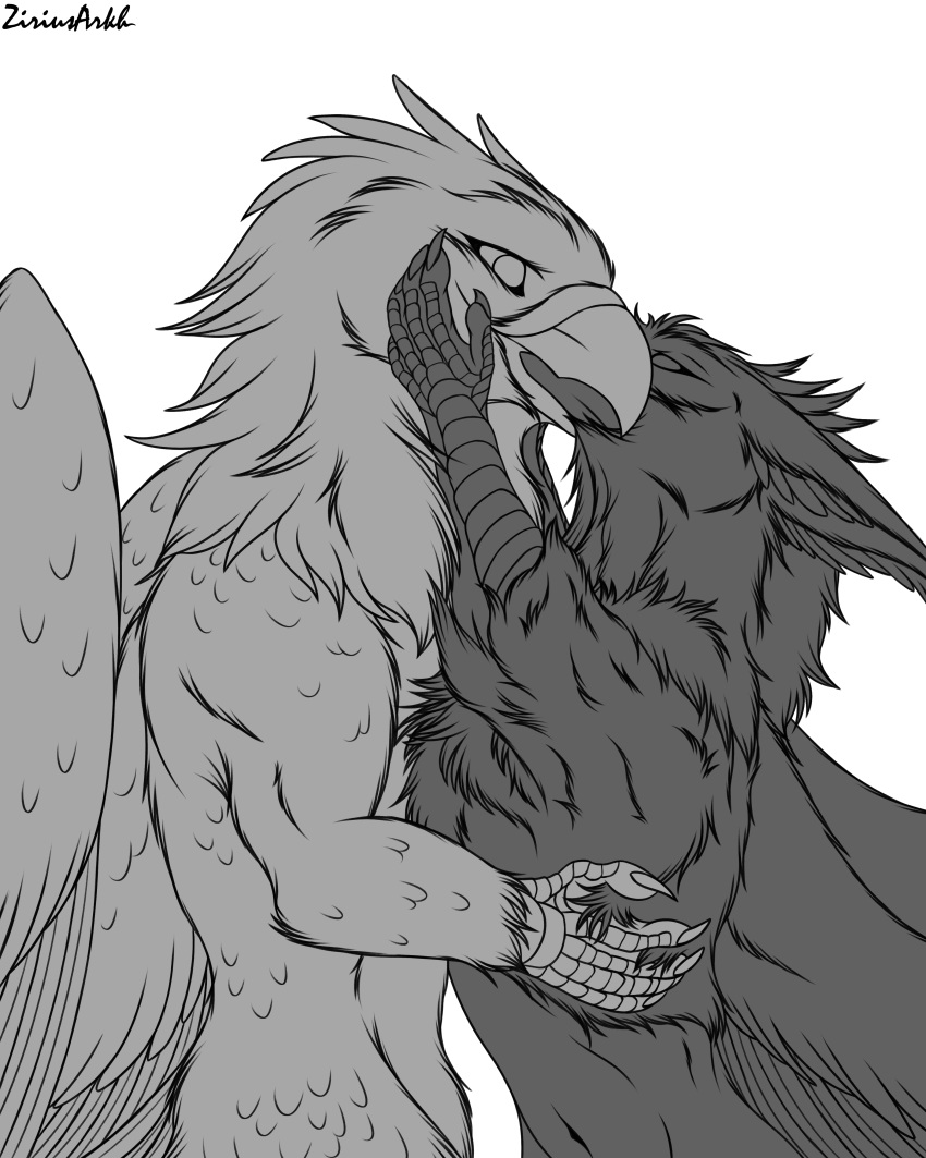 2023 4:5 absurd_res accipitrid accipitriform alcander alpha_channel anthro avian bald_eagle beak_kiss bird corvid corvus_(genus) deep_kiss duo eagle embrace european_mythology feathered_wings feathers feet fur greek_mythology greyscale hi_res hippogriff hug kissing male male/male monochrome mythological_avian mythology oscine passerine pentazer raven sea_eagle talon_hands talons toes wings zirius