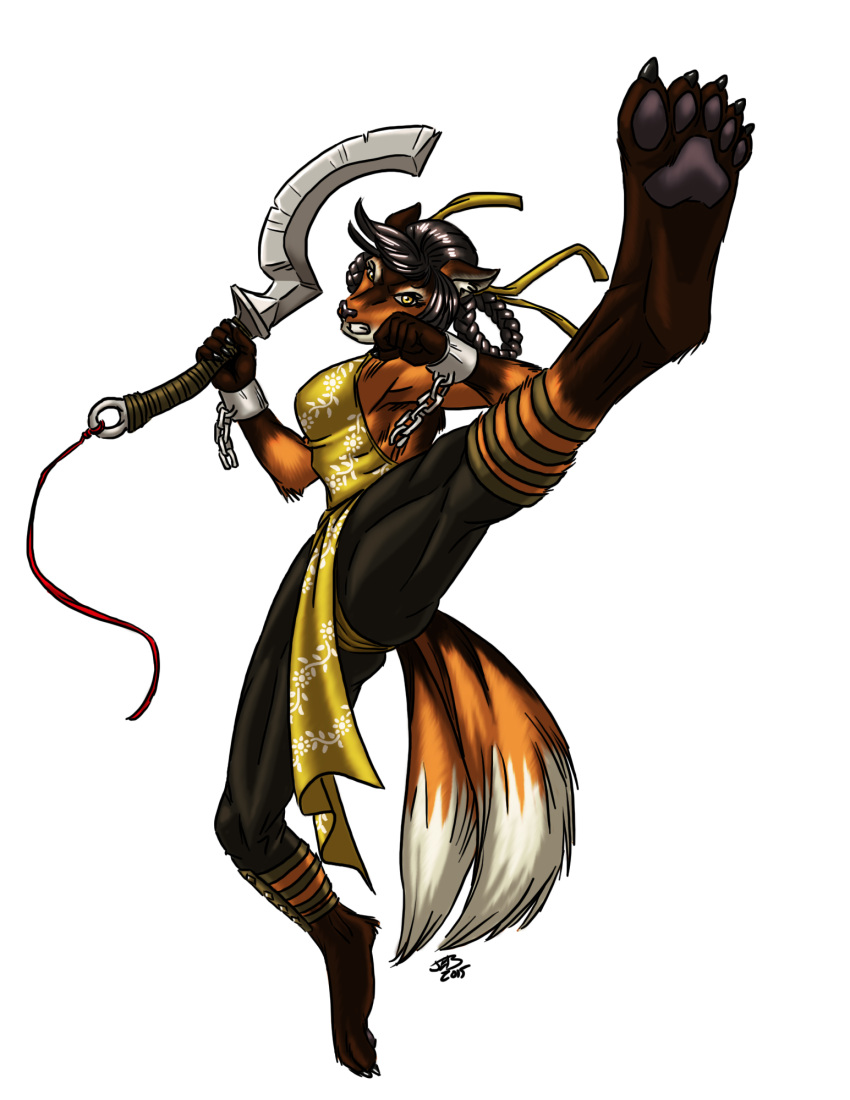 2_tails alpha_channel anthro barefoot canid canine chain clothed clothing cuff_(restraint) feet female fox hi_res high_kick kick kung_fu looking_at_viewer mammal martial_artist martial_arts martial_arts_uniform melee_weapon monk multi_tail official_art paizo panties panty_shot pathfinder pawpads prodigyduck restraints role-playing_game simple_background solo sportswear sword tail templeblade transparent_background underwear weapon wrist_cuffs