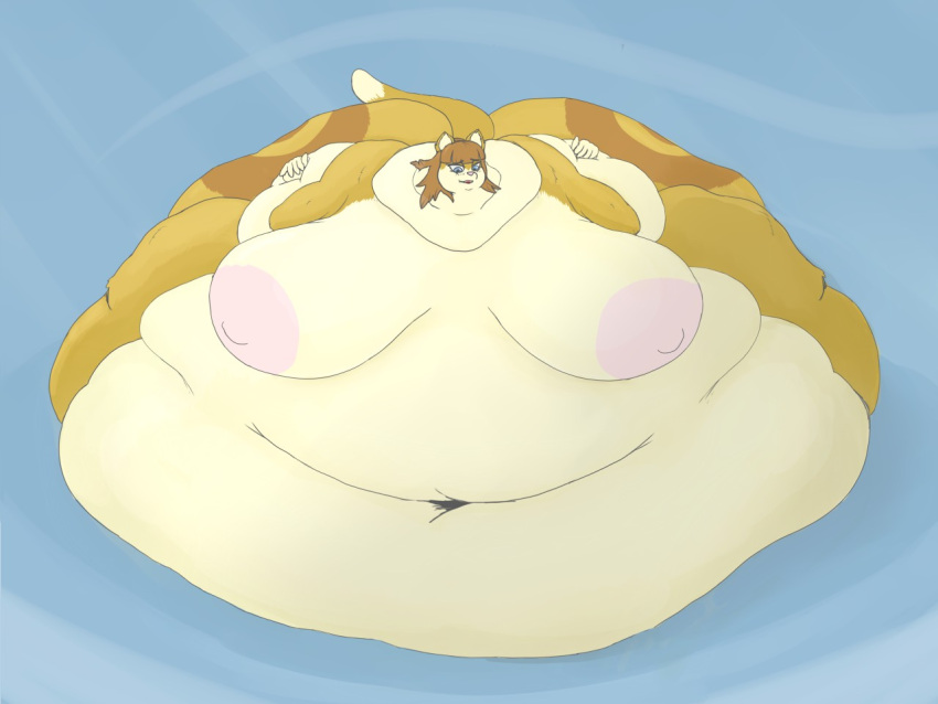 4:3 5_fingers anthro belly big_belly big_breasts big_nipples blue_background blue_eyes breasts brown_hair canid canine canis deep_navel dipstick_tail domestic_dog female fingers fur hair huge_nipples hyper hyper_belly inksplot mammal markings morbidly_obese morbidly_obese_anthro morbidly_obese_female multicolored_body multicolored_fur navel nipples obese obese_anthro obese_female overweight overweight_anthro overweight_female pink_nipples pink_nose simple_background solo tail tail_markings tan_body tan_fur