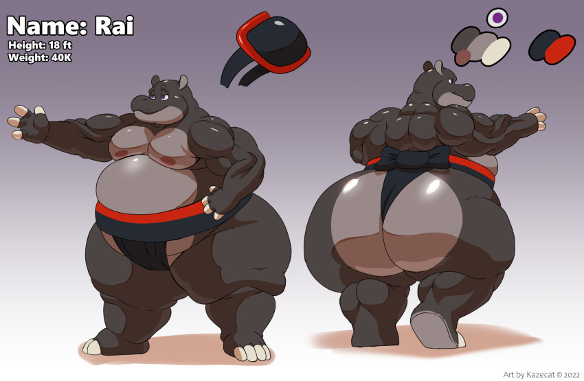 2022 anthro asian_clothing belly big_belly big_butt big_moobs brown_body butt clothed clothing color_swatch common_hippopotamus east_asian_clothing feet fundoshi glistening glistening_body height hi_res hippopotamid huge_belly huge_butt huge_moobs japanese_clothing kazecat male mammal measurements model_sheet moobs mostly_nude musclegut nipples obese obese_anthro obese_male overweight overweight_anthro overweight_male paws rai_(einherger) ribbons sumo_wrestler thick_thighs underwear weights wide_hips