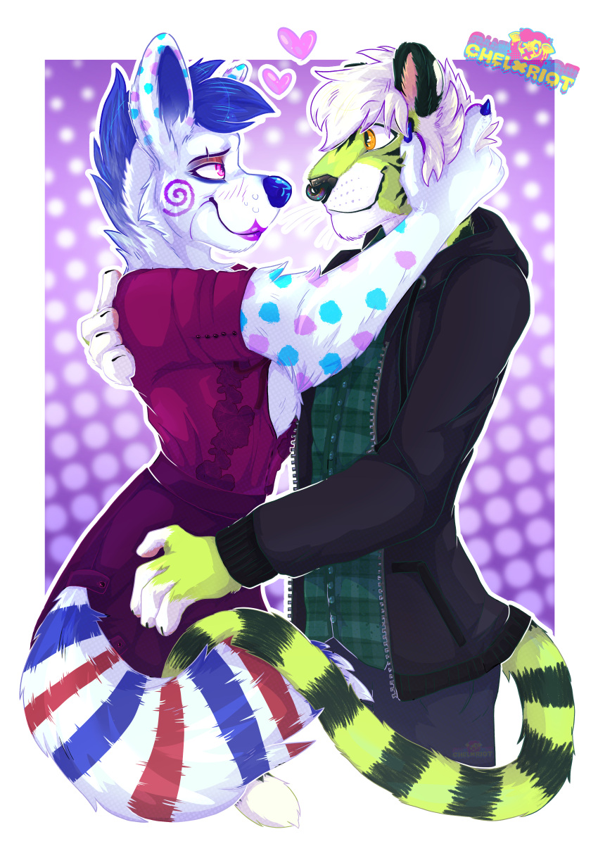 absurd_res anthro cutecouples felid furryart furryartist furryfandom hi_res hyena mammal pantherine tiger