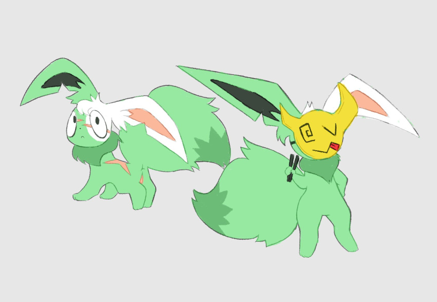 ambiguous_gender eevee feral fur generation_1_pokemon green_body green_fur hi_res holding_object labbit1337 mask nintendo pokemon pokemon_(species) semi-anthro solo standing