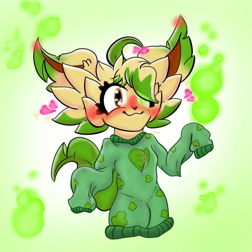 anthro eeveelution female generation_4_pokemon hi_res kgsblue leafeon nintendo pokemon pokemon_(species) solo turf