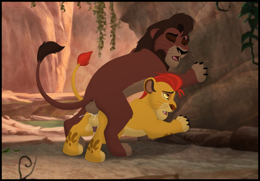 anal anal_penetration animal_genitalia animal_penis balls bodily_fluids butt cum disney duo erection felid feral feral_on_feral fur genital_fluids genitals hi_res kaion kion_(the_lion_guard) kovu_(the_lion_king) lion male male/male male_penetrated male_penetrating male_penetrating_male mammal pantherine penetration penis sex the_lion_guard the_lion_king young