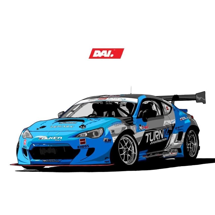 car formula_drift highres motor_vehicle no_humans race_vehicle racecar rally2727 real_life shadow solo spoiler_(automobile) stance_(vehicle) subaru_(brand) subaru_brz vehicle_focus white_background