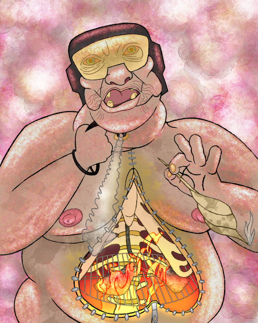 2022 absurd_res armor belly big_belly big_nipples big_nose black_helmet body_horror bone breasts butt digital_drawing_(artwork) digital_media_(artwork) digital_painting_(artwork) double_chin drugs electronic electronic_device electronics eye_bags fingernails fire glistening glistening_body gore grill grilling headgear helmet hi_res holding_joint holding_object hole_(anatomy) huge_filesize human lips lung male mammal marijuana markhor_(artist) moobs nails newgrounds nightmare_fuel nipples not_furry nude obese obese_male open_mouth organs overweight overweight_male pink_background pink_nipples rib_cage ribs simple_background smoke smoking smoking_weed solo stapled staples stoned substance_intoxication tankman tankmen teeth teeth_showing thick_lips thousand_yard_stare tongue vein veiny_breasts veiny_hands visor what white_body white_skin why wrinkles yellow_fingernails yellow_teeth zipper zipper_down