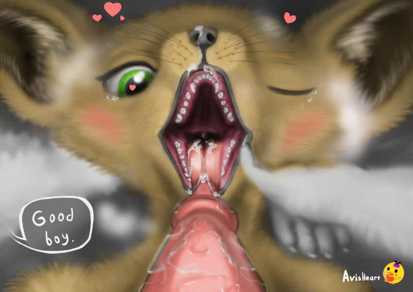 &lt;3 &lt;3_eyes animal_genitalia animal_penis anthro anthro_on_anthro aroused avisheart blush bodily_fluids bodily_fluids_on_penis brown_body brown_fur canid canine cum cum_in_mouth cum_inside cum_on_face cum_on_penis dialogue duo faceless_character faceless_male fellatio fennec fox fur genital_fluids genitals green_eyes hi_res inner_ear_fluff male male/male mammal open_mouth oral orgasm penile penis saliva saliva_on_penis sex tears tongue tongue_out tuft white_body white_fur