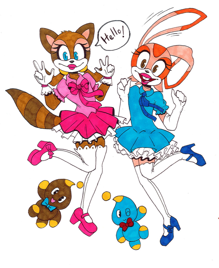 andromorph autenticovadito chao_(sonic) cheese_the_chao cream_the_rabbit duo female hi_res humanoid intersex lagomorph leporid magical_girl_outfit mammal marine_the_raccoon procyonid rabbit raccoon sega sonic_the_hedgehog_(series)