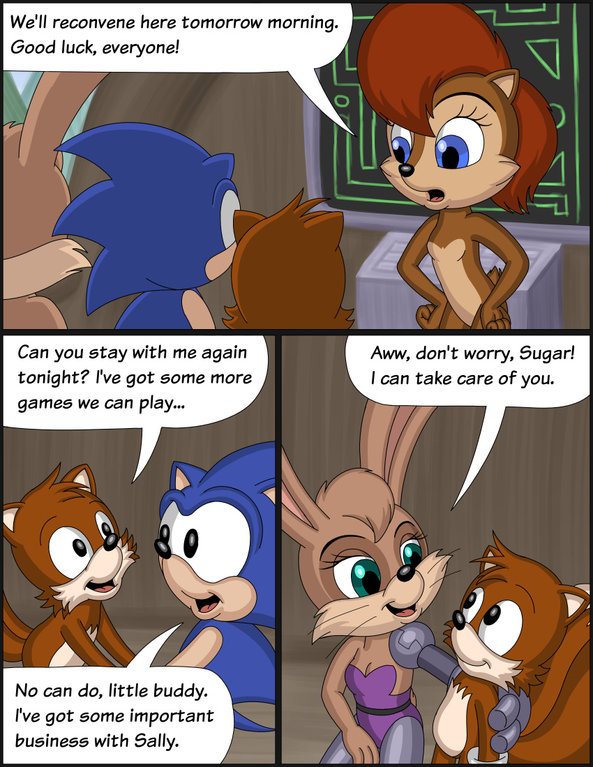 2_tails absurd_res anthro archie_comics bunnie_rabbot canid canine clothing comic computer eulipotyphlan female fox ground_squirrel hedgehog hi_res lagomorph leporid male mammal miles_prower multi_tail omatic rabbit robotic_limbs rodent sally_acorn sciurid sega sonic_the_hedgehog sonic_the_hedgehog_(archie) sonic_the_hedgehog_(comics) sonic_the_hedgehog_(series) tail whoreomatic young