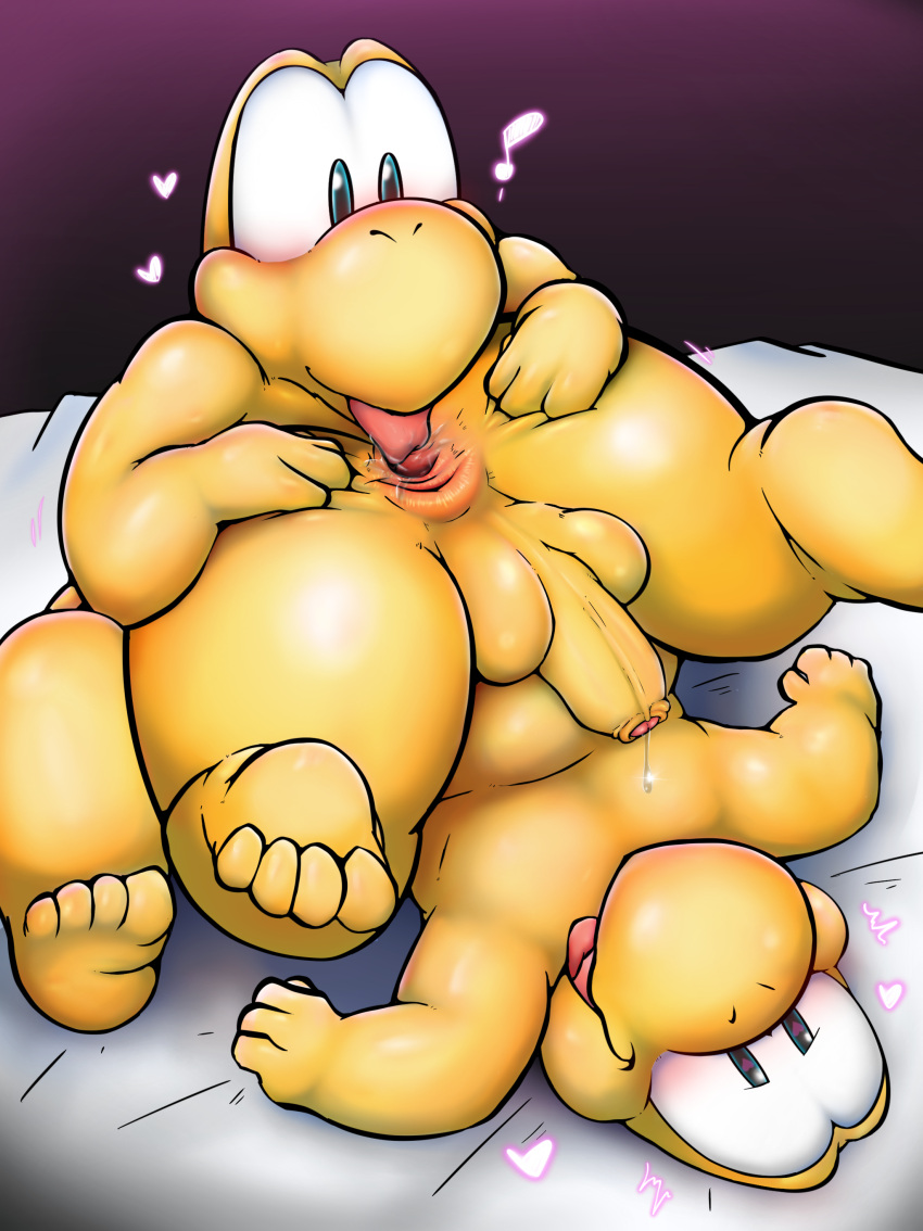 &lt;3 &lt;3_eyes 2023 4_fingers 4_toes absurd_res anal anthro anthro_on_anthro anus balls bed blue_eyes blush bodily_fluids butt butt_grab closed_smile duo erection feet fingers foreskin furniture genital_fluids genitals hand_on_butt hi_res koopa koopa_troopa legs_up licking looking_pleasured lying male male/male mario_bros motion_lines mouth_closed musical_note narrowed_eyes nintendo nude on_back on_bed open_mouth open_smile oral partially_retracted_foreskin penis perineum precum reptile rimming saliva saliva_on_anus scales scalie sex shaking smile spread_anus spread_butt spread_legs spreading toes tongue tongue_out tremble_spikes trembling trembling_for_pleasure turtle upside_down yamausagi0619 yellow_body yellow_scales