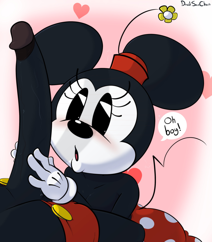 &lt;3 anthro big_breasts breasts clothing davidsanchan disney duo faceless_character faceless_male female genitals gloves handwear hi_res huge_breasts male mammal mickey_mouse minnie_mouse mouse murid murine open_mouth penis rodent simple_background