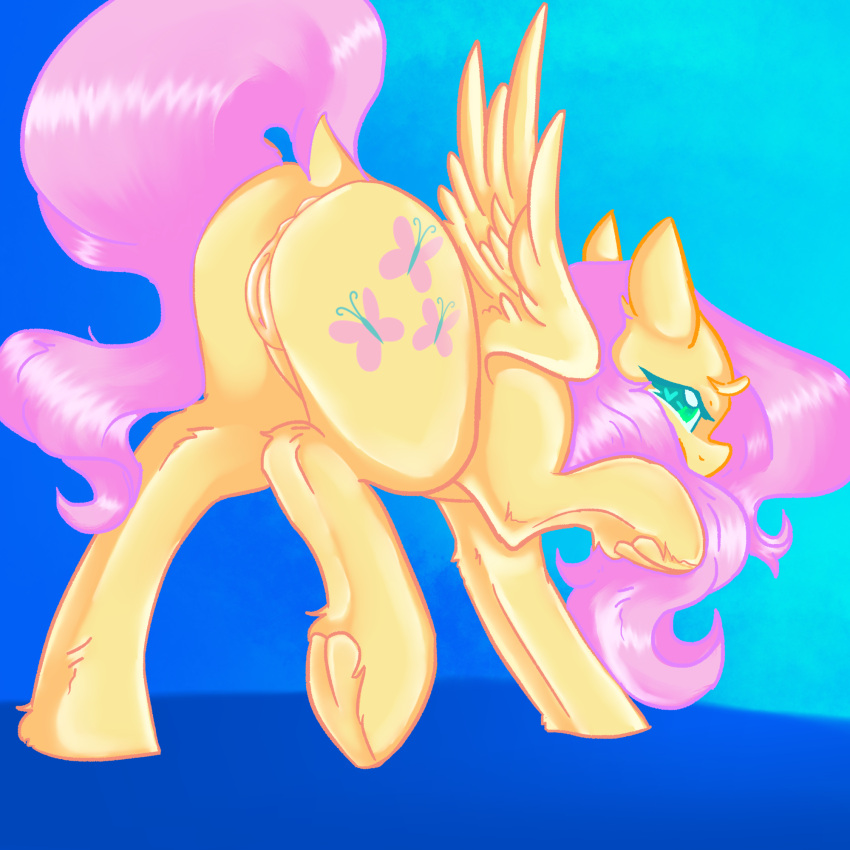 2023 animal_genitalia animal_pussy anus butt cutie_mark dankpegasista digital_media_(artwork) dock equid equine equine_genitalia equine_pussy feathered_wings feathers female feral fluttershy_(mlp) friendship_is_magic fur genitals green_eyes hair hasbro hi_res hooves looking_back mammal mane my_little_pony pegasus pink_hair pink_mane pink_tail pussy raised_hoof shy solo tail wings yellow_body yellow_feathers yellow_fur