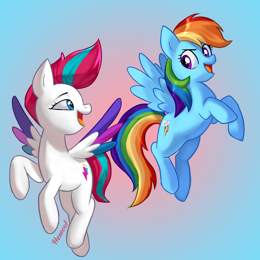 absurd_res duo equid equine female female/female feral friendship_is_magic hasbro hexecat hi_res horse mammal mlp_g5 my_little_pony pegasus pony rainbow_dash_(mlp) wings zipp_storm_(mlp)