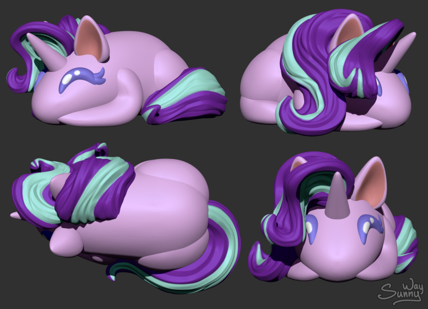 buns chibi digital_media_(artwork) equid equine female feral friendship_is_magic hair hair_bun hasbro horse invalid_tag mammal my_little_pony pony smile solo starlight_glimmer_(mlp) sunny_way unicron zbrush