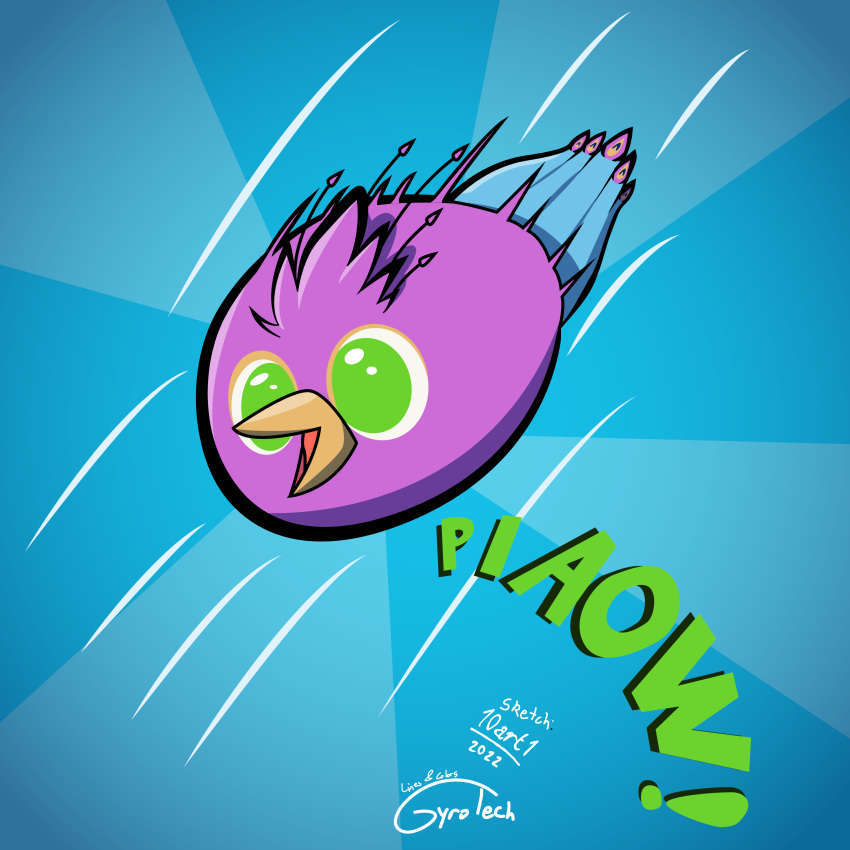 10art1 absurd_res angry_birds avian beak bird feathered_crest feathers feral galliform green_eyes gyro_feather gyrotech head_crest hi_res open_mouth peafowl phasianid purple_body solo tail_feathers vector