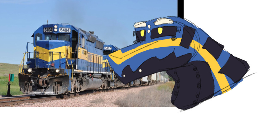 ambiguous_gender black_eyes blue_body butch-dragongirl diesel_(disambiguation) dragon electro-motive fangs grin hi_res how_to_dragon_your_train hybrid living_machine living_train living_vehicle locomorph locomotive looking_at_viewer machine sd40 smile solo teeth train vehicle