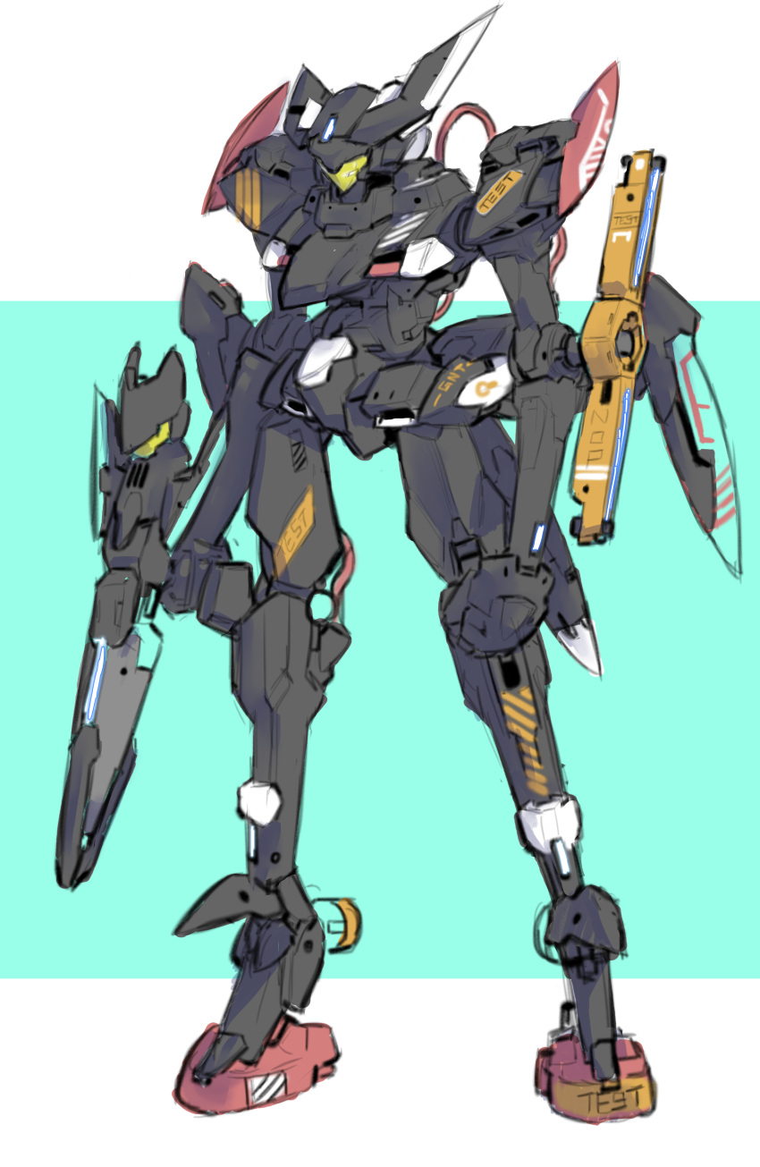 absurdres assault_visor cable clenched_hand full_body gundam gundam_00 highres mecha mobile_suit ni~tsu_kashi no_humans original robot science_fiction sketch standing