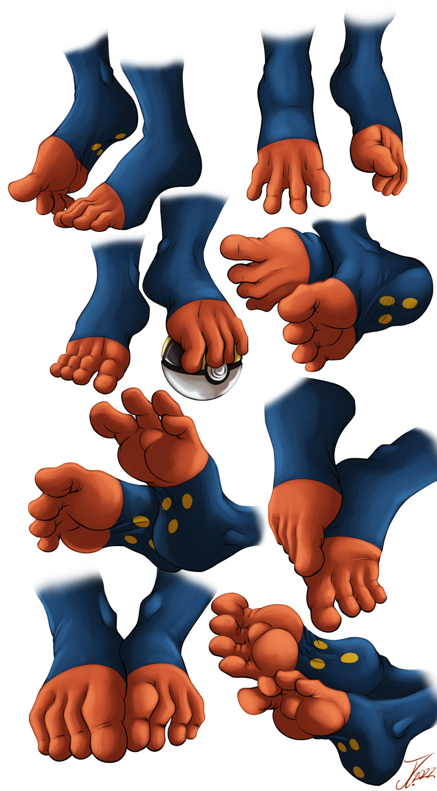 4_toes absurd_res ambiguous_gender anthro cinderace feet foot_fetish foot_focus generation_8_pokemon hi_res humanoid_feet james_corck lagomorph leporid mammal nintendo plantigrade pokeball pokemon pokemon_(species) rabbit soles solo toes