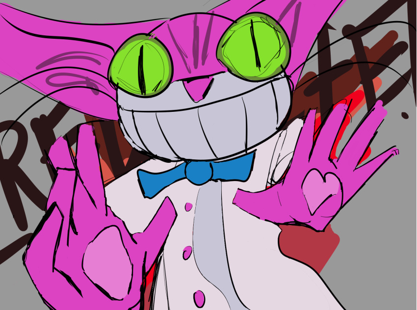 ambiguous_gender anthro bow_tie clothed clothing colored_sketch felid feline hi_res humor looking_at_viewer mammal mr_beast_(meme) professor_genki rockpankake saints_row simple_background sketch solo text