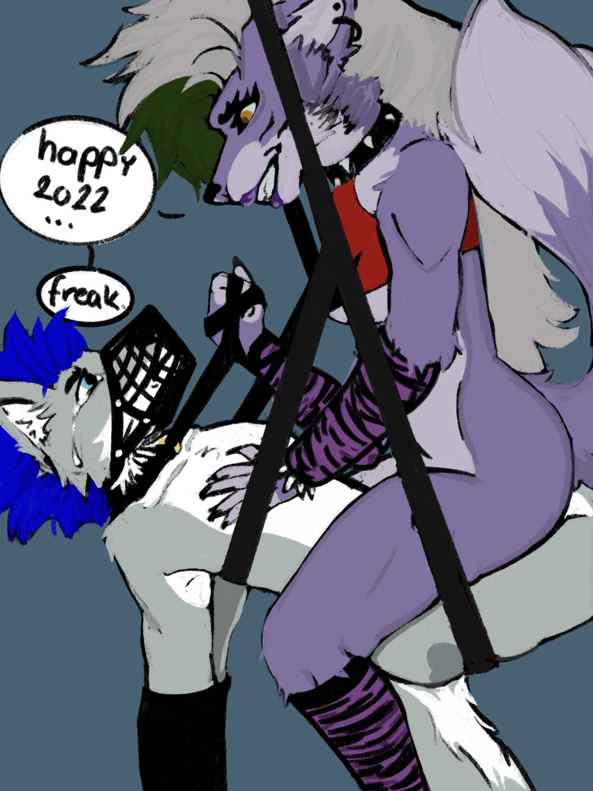 absurd_res animatronic anthro attero bodily_fluids canid canine dominant dominant_female duo female forced fox hi_res humanoid leash machine male male/female mammal muzzle_(object) muzzled robot roxy sex_slave sex_swing sketchotterly tears