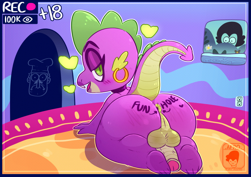 absurd_res afro_chan332 anthro big_butt breed breeding_slave butt dragon female friendship_is_magic girly hasbro hi_res kink male my_little_pony peppino_spaghetti pizza_tower solo spike_(mlp) thick_thighs