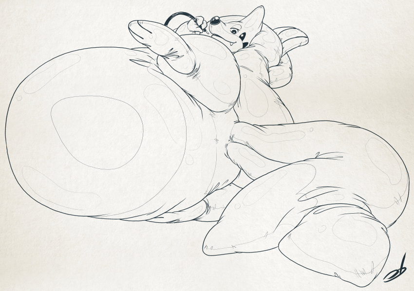 2016 2_tails absurd_res ambiguous_gender animate_inanimate anthro belly belly_markings big_belly creases feet floatzel folds generation_4_pokemon glistening glossy_body hand_behind_head hi_res holding_hose hose inflation latex line_art lounging lying markings multi_tail nintendo null on_side paper_background partially_open_mouth pokemon pokemon_(species) pool_toy seam_(sewing) solo stormdragonblue tail wrinkled_feet wrinkled_soles wrinkles