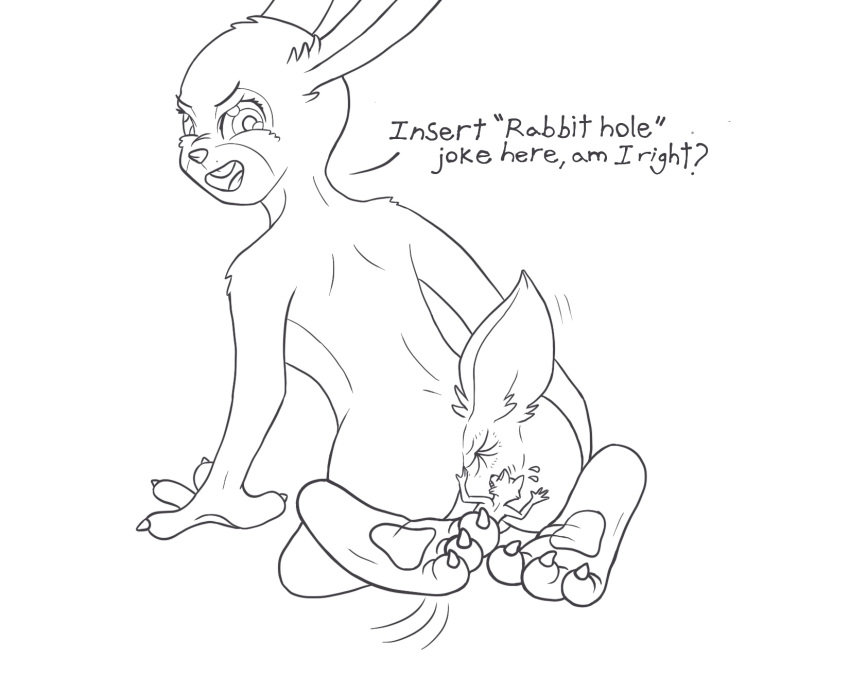 anthro anus bent_over black_and_white butt canid canine crouching dialogue disney duo facesitting feet female forced fox hi_res imminent_facesitting joooon judy_hopps lagomorph leporid line_art looking_back macro macro/macro male male/female mammal micro monochrome nervous open_mouth paws presenting presenting_hindquarters rabbit raised_tail sitting_on_another smug smug_face speech_bubble tail unknown_character zootopia