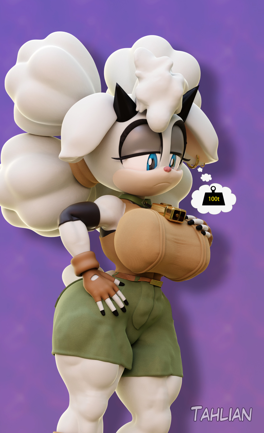 2023 3d_(artwork) absurd_res anthro big_breasts blender_(software) bovid breasts caprine clothing cowbell digital_media_(artwork) female fingerless_gloves gloves hand_on_breast hand_on_hip handwear hi_res idw_publishing lanolin_the_sheep_(sonic) mammal muscular_thighs sega sheep solo sonic_the_hedgehog_(comics) sonic_the_hedgehog_(idw) sonic_the_hedgehog_(series) tahlian thick_thighs thought_bubble