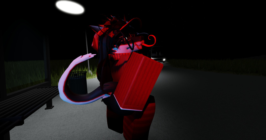 absurd_res black_body bus bus_stop clothing commercial_vehicle denial_sfm_r34 dragon farzun female hi_res holding_butt legwear looking_at_viewer night public_transportation red_body red_clothing red_legwear red_sweater red_thigh_highs red_topwear roblox solo sweater tail thigh_highs tongue tongue_out topwear vehicle vehicle_for_hire white_body