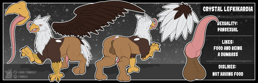 anus avian balls big_balls big_penis butt feral genitals griff gryphon hi_res long_tongue male model_sheet mythological_avian mythology penis solo tenkelly tongue wings