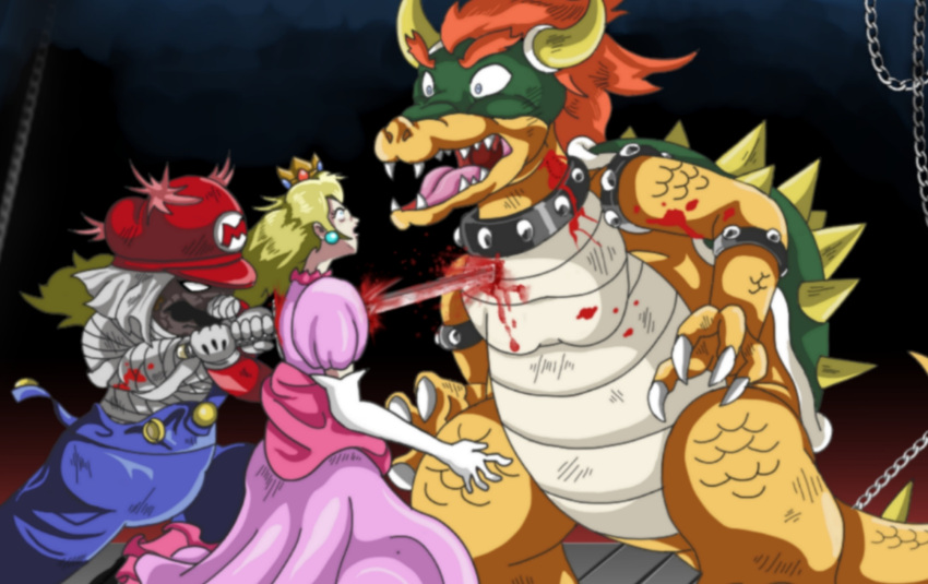 atpwbe bowser death highres mario mario_(series) murder non-web_source princess_peach purified revenge sword tde weapon