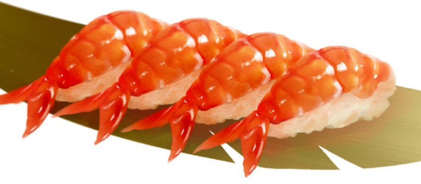 blurry food food_focus guramitami leaf no_humans original rice shrimp sushi