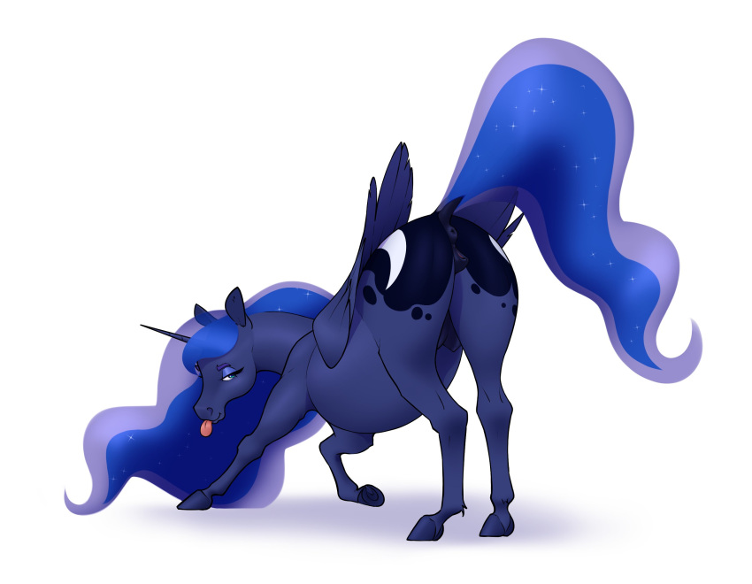 anatomically_correct anatomically_correct_anus anatomically_correct_genitalia anatomically_correct_pussy animal_genitalia animal_pussy anus aquaticvibes ass_up blue_anus blue_body blue_eyes blue_feathers blue_fur blue_hair blue_hooves blue_mane blue_pussy butt cutie_mark digital_media_(artwork) dock equid equine equine_anus equine_genitalia equine_pussy eyelashes feathered_wings feathers female feral folded_wings friendship_is_magic fur genitals hair hasbro hi_res hooves horn long_hair long_mane long_tail mammal mane my_little_pony nipples princess_luna_(mlp) puffy_anus pussy raised_tail simple_background solo tail teats tongue tongue_out underhoof white_background winged_unicorn wings