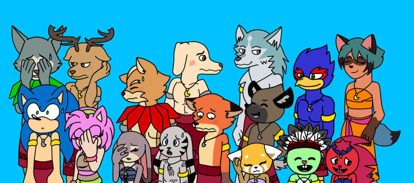 adoptive_brothers aggretsuko ailurid ameth18 amy_rose anthro antlers avian beak bear beastars beastman bird bird_dog black_eyes blue_body blue_eyes blue_feathers blue_fur blush blush_lines brand_new_animal brother_(lore) brothers_(lore) brown_body brown_eyes brown_fur canid canine canis cervine clothed clothing crossover deer disney domestic_dog eulipotyphlan eyes_closed facial_markings falco_lombardi family family_photo family_portrait feathers female flaky_(htf) flippy_(htf) fox fox_mccloud fur galliform grass green_body green_eyes green_fur grey_body grey_eyes grey_fur group haida_(aggretsuko) hair happy_tree_friends head_markings head_tuft hedgehog hi_res horn hunting_dog hyena interspecies jack_(beastars) jack_savage jewelry judy_hopps labrador lagomorph leaf legoshi_(beastars) leporid louis_(beastars) male male/female male/male mammal markings michiru_kagemori mondomedia necklace netflix nick_wilde nintendo open_mouth orange_body orange_fur phasianid pink_body pink_fur plant porcupine purple_eyes rabbit raccoon_dog red_body red_deer red_feathers red_fox red_fur red_panda retriever retsuko rodent sanrio scar sega shirou_ogami sibling_(lore) sirinathehedgehog sonic_the_hedgehog sonic_the_hedgehog_(series) spotted_hyena star_fox striped_body striped_fur stripes studio_trigger tan_body tan_fur tanuki teeth topless topless_anthro topless_male topwear tribal tribal_clothing tribal_jewelry tribal_necklace tuft wolf yellow_body yellow_fur zootopia