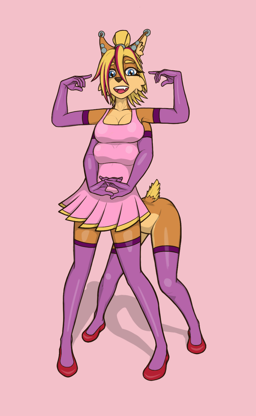 2023 4_arms 4_legs alexis_(sleeps-darkly) anthro blonde_hair blue_eyes bottomless bottomless_female bottomless_taur breasts clothed clothing digital_media_(artwork) ear_piercing female fur hair hi_res looking_at_viewer mammal me!me!me! multi_arm multi_limb multicolored_hair open_mouth piercing plantigrade simple_background sleeps-darkly_(artist) smile solo taur topwear two_tone_hair