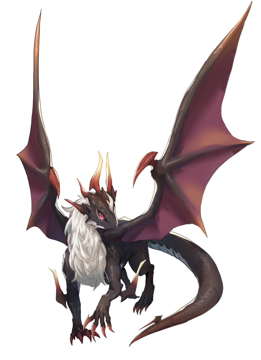 absurdres animal animal_focus copyright_request dragon full_body highres looking_at_viewer no_humans red_eyes simple_background soranakidayo white_background