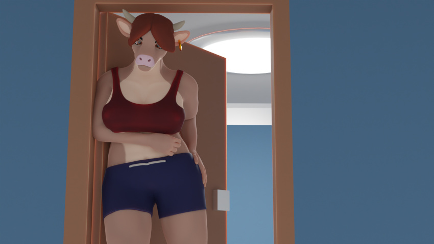 16:9 anthro bovid bovine cattle clothed clothing disruptiveglitch female hi_res mammal solo widescreen
