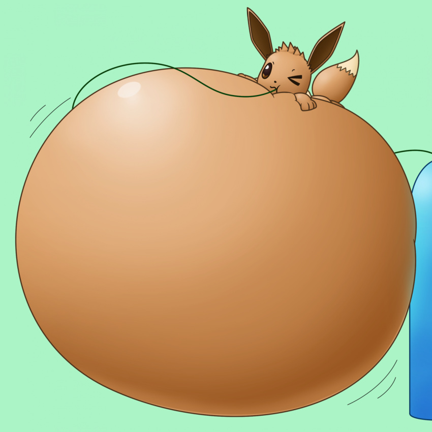 2023 air_inflation air_tank ambiguous_gender belly belly_expansion belly_inflation belly_squish big_belly black_eyes brown_body brown_ears brown_tail colored digital_media_(artwork) eevee expansion feral generation_1_pokemon green_background green_hose hand_on_stomach hi_res hose_in_mouth hose_inflation hyper hyper_belly hyper_inflation inflated_belly inflation inflation_fetish nintendo one_eye_closed poipole98 pokemon pokemon_(species) puffed_cheeks shaded simple_background solo squish tail