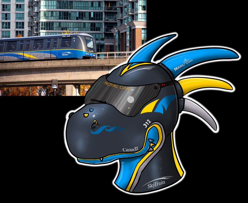 2023 6_horns anthro black_background black_body blue_body blue_countershading blue_horn blue_markings blue_spikes bombardier bombardier_art canada canadian countershade_neck countershading curved_horn digital_drawing_(artwork) digital_media_(artwork) dragon english_text facial_piercing facial_spikes grey_markings grey_spikes grey_stripes headshot_portrait horn how_to_dragon_your_train hybrid jaw_spikes light_body light_countershading living_machine living_train living_vehicle locomorph locomotive logo machine male markings meme multi_horn nose_piercing orange_text photo piercing portrait public_transportation rail_transit rapid_transit reference_image reptile ring_(jewelry) rubberderg scalie simple_background skytrain smooth_horn snaggle_tooth solo spikes spikes_(anatomy) stripes text train urban_rail_transit vehicle visor white_horn windshield_wiper yellow_horn yellow_markings yellow_spikes yellow_stripes