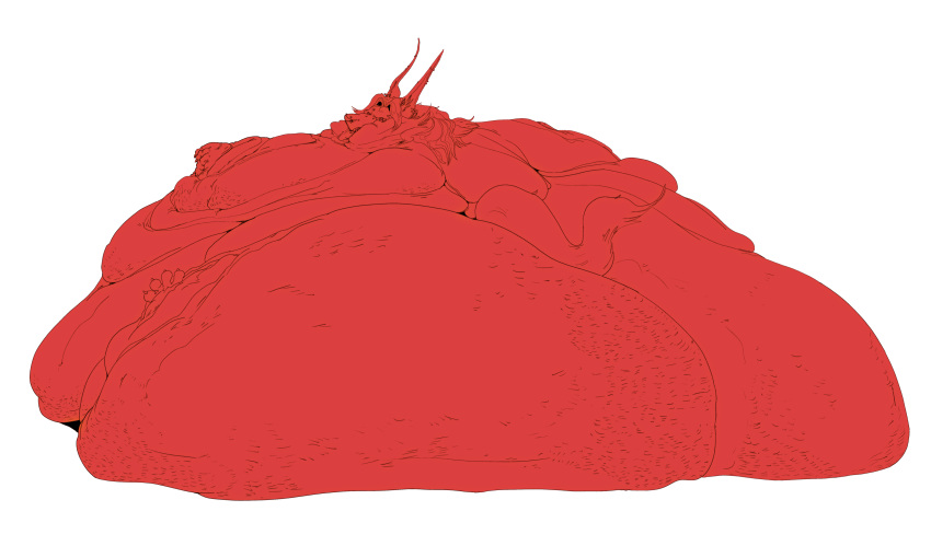 2023 absurd_res adelram_(johnnyfiveaces) anthro belly big_belly big_butt butt butt_focus canid canine canis cellulite demon digital_media_(artwork) fat_cheeks fat_rolls flat_colors fur hair hi_res huge_butt immobile ind_chub jackal male mammal morbidly_obese morbidly_obese_anthro morbidly_obese_male nude obese obese_anthro obese_male overweight overweight_anthro overweight_male piercing simple_background solo tail white_background