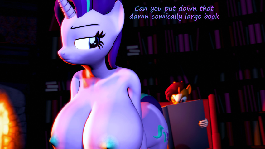 16:9 2022 3d_(artwork) 4k absurd_res anthro anthrofied areola big_areola big_breasts big_butt blue_eyes book breasts bubble_butt butt curvaceous curvy_figure cutie_mark detailed_background dialogue digital_media_(artwork) duo english_text equid equine eyelashes eyewear female fingers fireplace friendship_is_magic fur glasses green_tail hair hasbro hi_res horn huge_breasts huge_butt inside male mammal multicolored_body multicolored_fur multicolored_hair multicolored_tail my_little_pony nipples nude orange_body orange_fur pink_body pink_fur purple_eyes purple_hair purple_tail red_hair short_hair source_filmmaker starlight_glimmer_(mlp) sunburst_(mlp) tail teal_hair text themanwithaquest thick_thighs two_tone_body two_tone_fur unicorn voluptuous white_body white_fur wide_hips widescreen