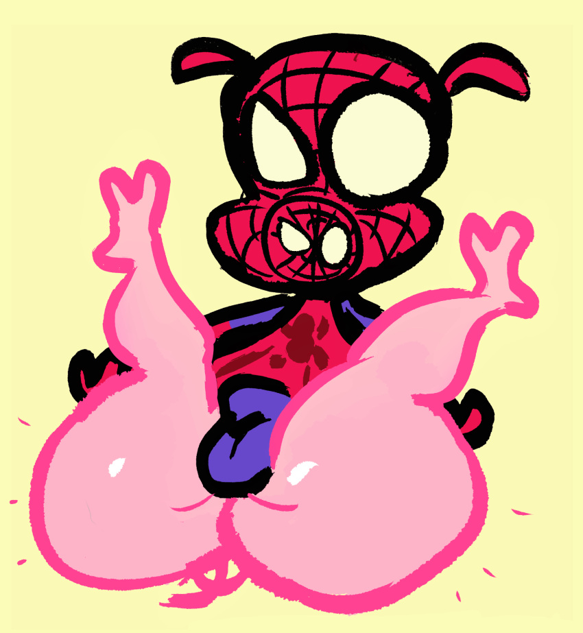 anthro big_butt bulge butt dizzysauce_nsfw hi_res legs_up male marvel mestic_pig peter_porker solo spider-ham spider-man:_into_the_spider-verse spider-man_(series) spider_ham spread_legs spreading surprise thick_thighs toony