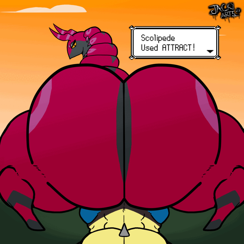 animated anthro anthro_on_feral bestiality big_butt big_penis butt duo feral foreskin generation_4_pokemon generation_5_pokemon genitals hi_res hot_dogging huge_butt jacky-arts lucario male male/male muscular muscular_male nintendo penis pokemon pokemon_(species) scolipede sex size_difference small_dom_big_sub thick_thighs twerking