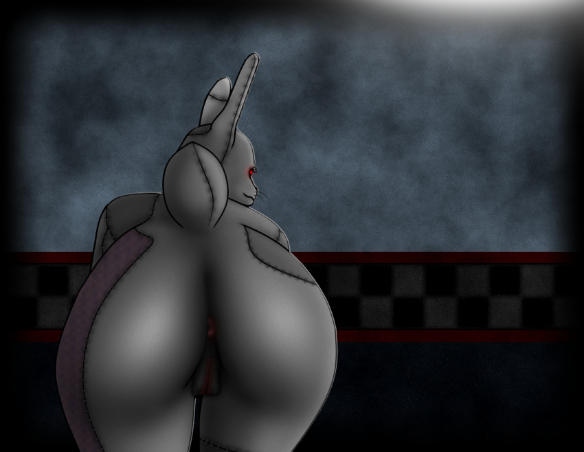 anthro anus big_butt butt butt_focus creepy female five_nights_at_freddy's five_nights_at_freddy's:_security_breach genitals humanoid lagomorph leporid looking_away looking_back mammal presenting presenting_anus presenting_hindquarters presenting_pussy pussy rabbit scottgames smile snek77 solo steel_wool_studios stitch_(sewing) textured vanny_(fnaf)