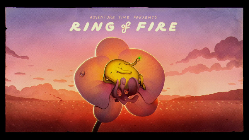 adventure_time ambiguous_gender cartoon_network cloud detailed_background elephant elephantid eyes_closed feral floppy_ears flower hi_res joy_ang lying mammal official_art on_side orchid_(flower) plant proboscidean ring_(jewelry) sky solo steve_wolfhard tree_trunks trunk yellow_body