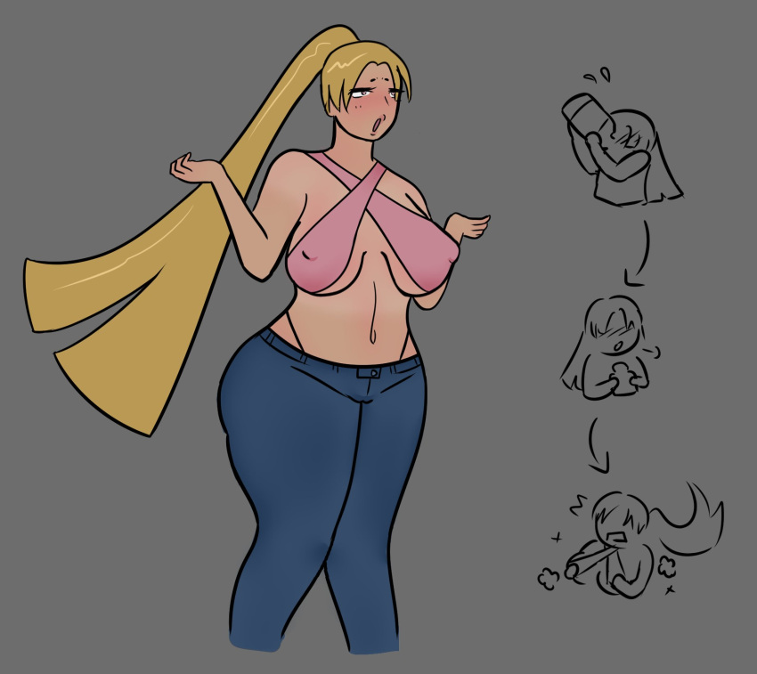 &lt;3 &lt;3_eyes bimbofication capcom crossgender erect_nipples female hi_res human mammal nipples okami_(capcom) solo solo_focus transformation transformation_by_substance transformation_sequence