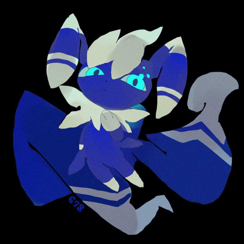 aqua_eyes black_background closed_mouth deadfishspy full_body highres meowstic meowstic_(male) no_humans pokedex_number pokemon pokemon_(creature) simple_background solo