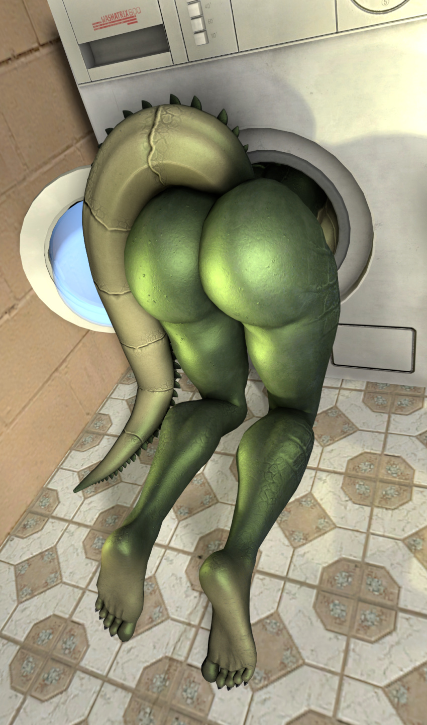 3d_(artwork) anthro appliance big_butt breasts bubble_butt butt crocodile crocodile_(petruz) crocodilian crocodylid digital_media_(artwork) faceless_character faceless_female feet female hi_res huge_butt inside kneeling kyleroo laundry_machine nude petruz_(copyright) reptile scalie side_boob solo source_filmmaker stuck toes washing_machine